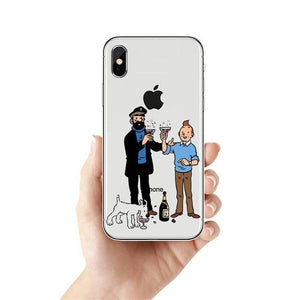 Tintin Haddock Snowy Cheers - Soft Silicone iPhone Cover Case