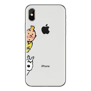 Tintin & Snowy Peek - Soft Silicone iPhone Cover Case